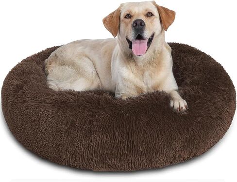 Cuddler Nest Warm Soft Plush Faux Fur Pet Bed for Dogs and Cats Cushion with Cozy Sponge Non-Slip Bottom for Small Medium Pets Snooze Sleeping Indoor (Light Brown, 19.7 Inch) in Saudi Arabia