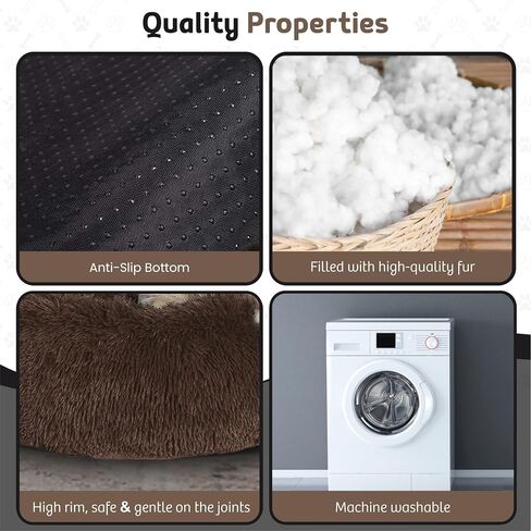 Cuddler Nest Warm Soft Plush Faux Fur Pet Bed for Dogs and Cats Cushion with Cozy Sponge Non-Slip Bottom for Small Medium Pets Snooze Sleeping Indoor (Light Brown, 19.7 Inch) in Saudi Arabia