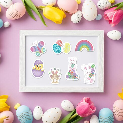 ملصقات عيد الفصح 100pcs ملصق بيض عيد الفصح للأطفال ، ملصقات أرنب البيض المقاومة للماء الديكور للحيوانات اللطيفة حفلة ، ملصق فينيل إيسترن مجموعة سلة الحرف السلة in Saudi Arabia
