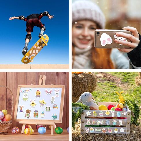 ملصقات عيد الفصح 100pcs ملصق بيض عيد الفصح للأطفال ، ملصقات أرنب البيض المقاومة للماء الديكور للحيوانات اللطيفة حفلة ، ملصق فينيل إيسترن مجموعة سلة الحرف السلة in Saudi Arabia