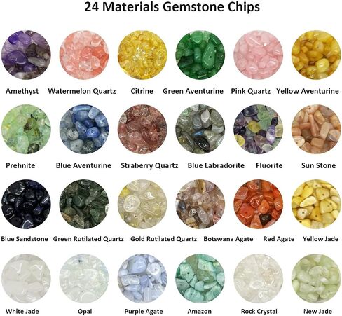 Yephac Gemstone Chips Beads DIY Jewelry Making, Healing Crystals Polishing Crushed Irregular Shaped Beads with Box(24 Colors-1) in Saudi Arabia