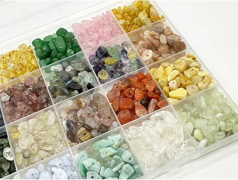 Yephac Gemstone Chips Beads DIY Jewelry Making, Healing Crystals Polishing Crushed Irregular Shaped Beads with Box(24 Colors-1) in Saudi Arabia