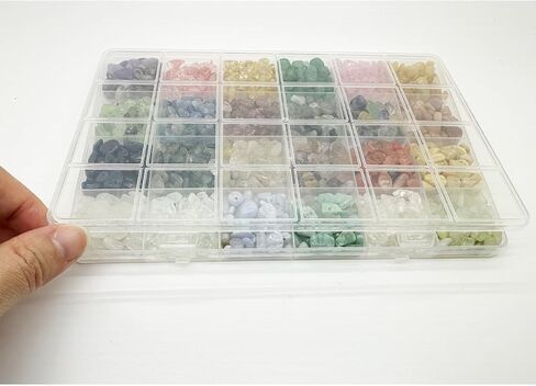 Yephac Gemstone Chips Beads DIY Jewelry Making, Healing Crystals Polishing Crushed Irregular Shaped Beads with Box(24 Colors-1) in Saudi Arabia