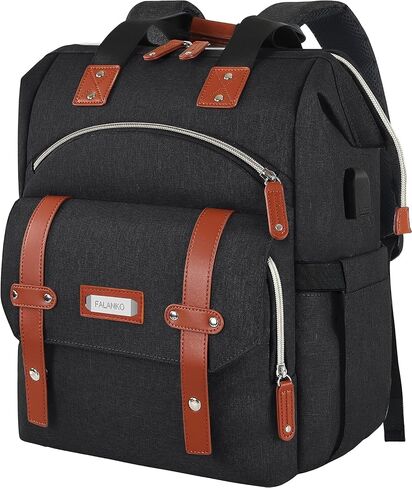 Jiefeike Laptop Backpack for Women, 15.6 Inch Anti Theft Laptop Backpack with USB Charging Port, Water Resistant Work College Bookbag, Large Capacity Black Computer Backpacks in Saudi Arabia