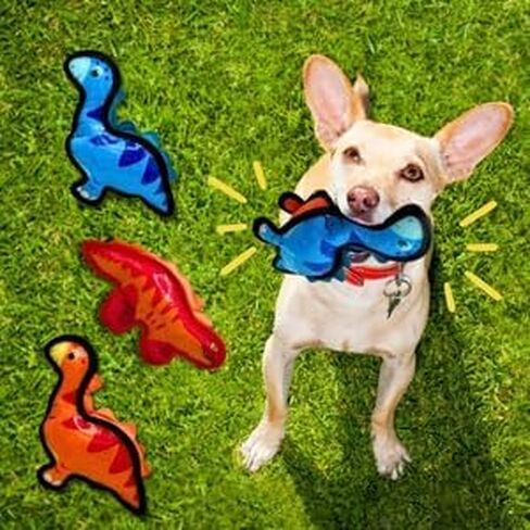 Tater's Choice Dinosaur deseaky Dog Dog ، خياطة قوية ، مسرحية تفاعلية ، متوسطة (Orange) in Kuwait
