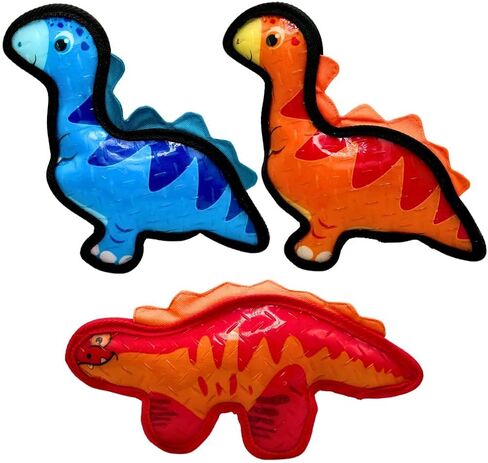 Tater's Choice Dinosaur deseaky Dog Dog ، خياطة قوية ، مسرحية تفاعلية ، متوسطة (Orange) in Kuwait
