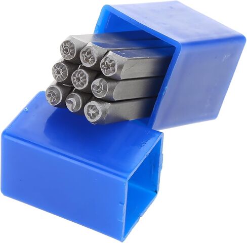 9 Pieces Metal Stamping Tool Set 1/8" (3mm), Steel Sun and Star Set Leather Stamp for Jewelry Making Craft Stamp Punch in Kuwait