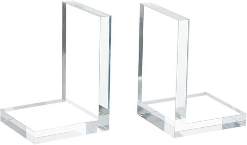 MyGift Luxurious Premium Clear Hotel Style Bookends in Modern Triangle Shape, Decorative Transparent Triangular Book Ends for Office Desktop or Bookshelf, 1 Pair in Saudi Arabia
