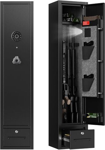 Gun Safes, 8 Gun Cabinet Rifle Safe for Home, Quick & Easy Access Gun Safe for Rifles and Pistols with LED Light & Drawer, Electronic Lock in Kuwait