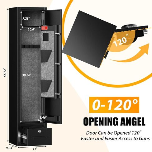 Gun Safes, 8 Gun Cabinet Rifle Safe for Home, Quick & Easy Access Gun Safe for Rifles and Pistols with LED Light & Drawer, Electronic Lock in Kuwait
