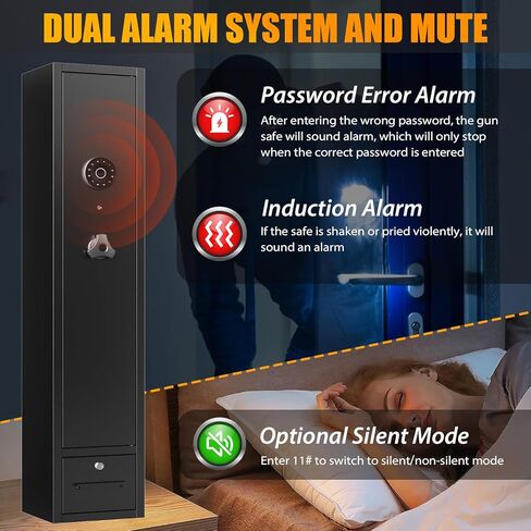 Gun Safes, 8 Gun Cabinet Rifle Safe for Home, Quick & Easy Access Gun Safe for Rifles and Pistols with LED Light & Drawer, Electronic Lock in Kuwait