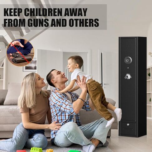 Gun Safes, 8 Gun Cabinet Rifle Safe for Home, Quick & Easy Access Gun Safe for Rifles and Pistols with LED Light & Drawer, Electronic Lock in Kuwait