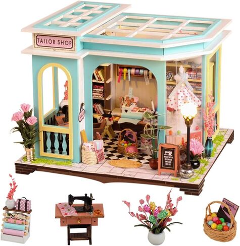 مجموعة DIY Miniature Dollhouse Kit ، Mini House Making Kit مع أثاث ومجموعة صغيرة من المنزل للبناء للبالغين ، هدايا Hobby Craft ليوم عيد الميلاد ، وكالة المباحث in Kuwait