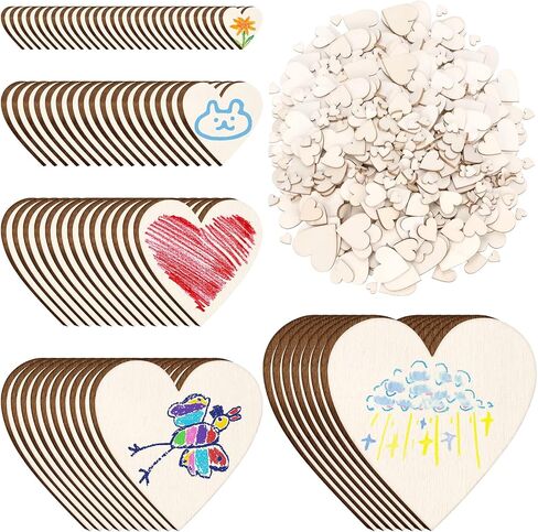 Hilitchi 300pcs 5sizes غير المكتملة قلوب خشبية القلوب الخشبية الحرفية غير المكتملة قلوب خشبية غير مكتملة قلوب خشبية الشكل in Saudi Arabia