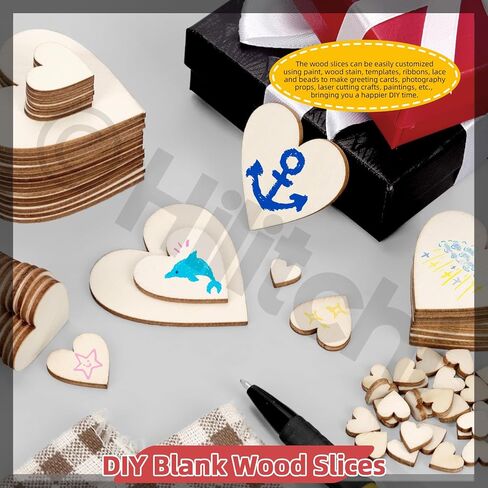 Hilitchi 300pcs 5sizes غير المكتملة قلوب خشبية القلوب الخشبية الحرفية غير المكتملة قلوب خشبية غير مكتملة قلوب خشبية الشكل in Saudi Arabia