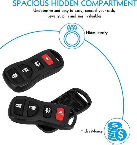 2 Pack Remote Fake Car Key Secret Safe, Portable Secret Hidden Pill Container, Diversion Safe Compartment Container to Hide Pills Jewelry or Valuables in Saudi Arabia