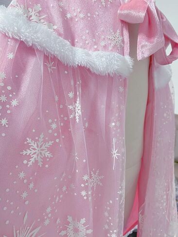 Girls Princess Velvet Cape Kids Elsa Hooded Princess Cape Halloween Snow Cloak Costume 3-6Years in Kuwait