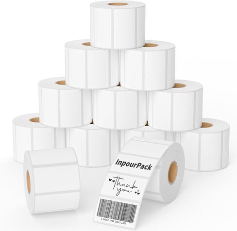 2x1inch Direct Thermal Label Paper for Barcodes, Shipping, 1000 Labels Per Roll White, Compatible with Rollo Label Printer & Zebra Desktop Printers in Kuwait
