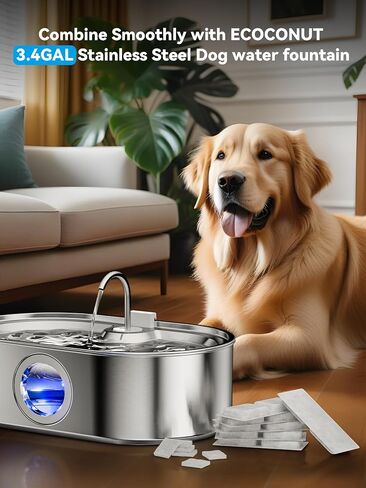 3.4Gal Dog Water Fountain for Large Dogs, 13L Stainless Steel Large Pet Fountain with Deeper & Wider Drinking Area, Automatic Dog Water Bowl Dispenser with Water Window & LED, Super Quiet in Saudi Arabia