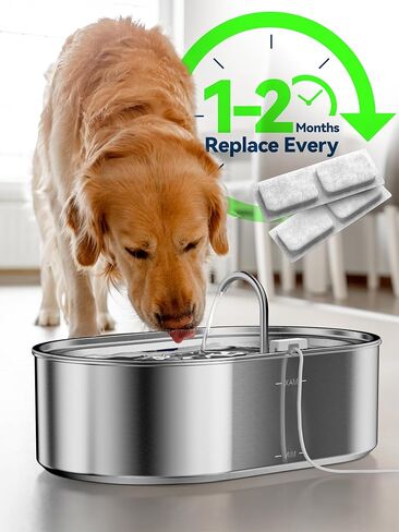 3.4Gal Dog Water Fountain for Large Dogs, 13L Stainless Steel Large Pet Fountain with Deeper & Wider Drinking Area, Automatic Dog Water Bowl Dispenser with Water Window & LED, Super Quiet in Saudi Arabia