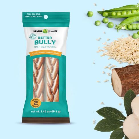 | Better Bully Vegan Dog Chews 2ct Large | Long Lasting Chew | Hypoallergenic Allergy- Friendly Plant-Based | Made in USA in Saudi Arabia
