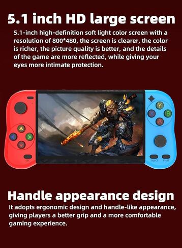 CZT New 5.1-inch Handle Appearance Video Handheld Game Console Portable Emulator Classic Arcade Retro Gaming Game Device System Built-in 12000 Games mp3 mp4 (Bluered) in Saudi Arabia