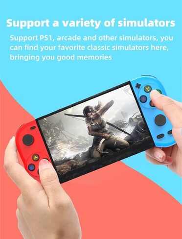 CZT New 5.1-inch Handle Appearance Video Handheld Game Console Portable Emulator Classic Arcade Retro Gaming Game Device System Built-in 12000 Games mp3 mp4 (Bluered) in Saudi Arabia
