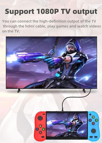 CZT New 5.1-inch Handle Appearance Video Handheld Game Console Portable Emulator Classic Arcade Retro Gaming Game Device System Built-in 12000 Games mp3 mp4 (Bluered) in Saudi Arabia