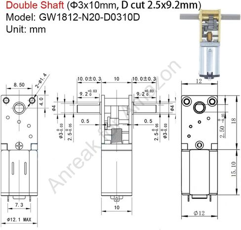 2Pcs DC 12V 200RPM Φ3x10mm Double Shaft GW1812 N20 Worm Gear Motor 3-12V 4-381RPM Micro DC Drive High Torque (12-200) in Saudi Arabia