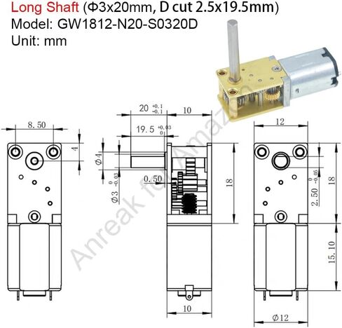 2Pcs DC 12V 200RPM Φ3x10mm Double Shaft GW1812 N20 Worm Gear Motor 3-12V 4-381RPM Micro DC Drive High Torque (12-200) in Saudi Arabia