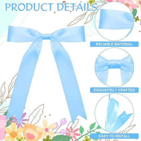 50 Pcs Twist Tie Bows 5x7 Inch Satin Ribbon Bows, Thin Ribbon Bows for Gift Wrapping Champagne Bottle Cake Decorations DIY Gift Wedding Baby Shower Birthday Party (White) in Saudi Arabia
