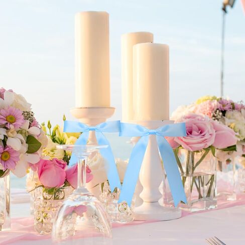 50 Pcs Twist Tie Bows 5x7 Inch Satin Ribbon Bows, Thin Ribbon Bows for Gift Wrapping Champagne Bottle Cake Decorations DIY Gift Wedding Baby Shower Birthday Party (White) in Saudi Arabia