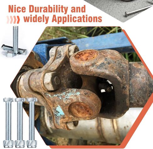 Blulu 5 Pack Grade 2 Shear Bolts for Rotary Cutters Bolts and Lock Nuts Kit 1/2" x 3-1/2" with Nylock Nuts Fit Brush Cutter Tractor Gearboxes Compatible with Rotary Cutters Mill Grad(Half Thread) in Saudi Arabia
