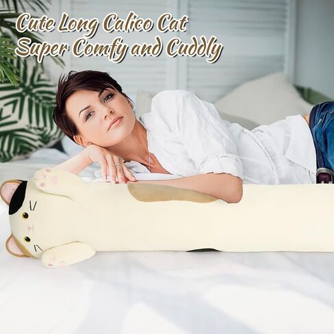 Long Cat Plush Boby Pillow, 24inch Cute Long Cat Avocado Plush Toy, Soft Kitten Boby Hugging Pillow Gifts for Kids, Boys and Girls in Saudi Arabia