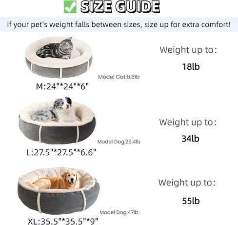 Small Dog Bed for Small Dogs, Cat Beds for Indoor Cats, Pet Bed for Puppy and Kitty, Extra Soft & Machine Washable with Anti-Slip & Water-Resistant Oxford Bottom，24 inches，Large in Saudi Arabia