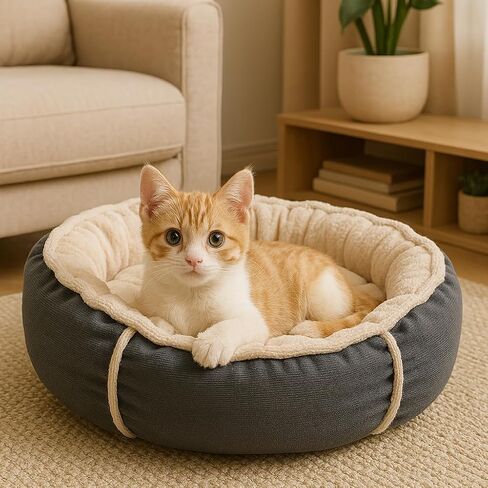 Small Dog Bed for Small Dogs, Cat Beds for Indoor Cats, Pet Bed for Puppy and Kitty, Extra Soft & Machine Washable with Anti-Slip & Water-Resistant Oxford Bottom，24 inches，Large in Saudi Arabia
