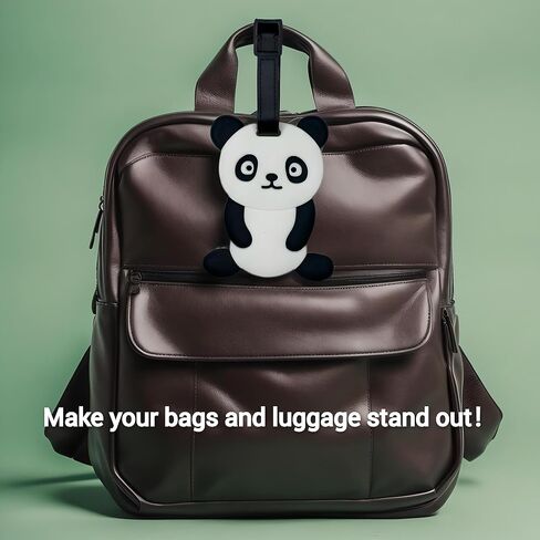 2-Pack Luggage Tags Panda Cute Anime Cartoon Animal Colorful Silicone ID Tags for Suitcases Bags Travel Perfect for Teens Adults (Panda B) in Kuwait