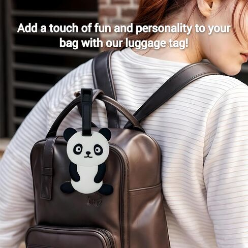 2-Pack Luggage Tags Panda Cute Anime Cartoon Animal Colorful Silicone ID Tags for Suitcases Bags Travel Perfect for Teens Adults (Panda B) in Kuwait