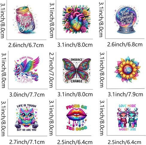 9pcs Motivational Quotes Iron on Decals Heat Transfer for T-Shirts Vinyl Sticker Patches Washable Thermal Transfer Appliques DIY Craft Decor for Clothes Pillow Cover in Kuwait