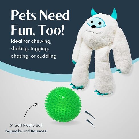 Flourish Pets 3 in 1 Multi-Layer Chew Toy for Active Dogs | Non-Toxic BPA Free Double Stitched Soft Fabric Exterior Dog Toys | Long-Lasting Dog Plush Toys – Large Yeti 11" in Saudi Arabia