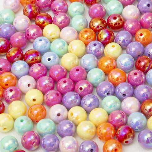 16mm Acrylic Beads Ab Color Beads 100pcs Round Color Beads Multicolor Acrylic Beads for Necklace Bracelet Earrings DIY Jewelry Crafts Making (AB Color) in Saudi Arabia