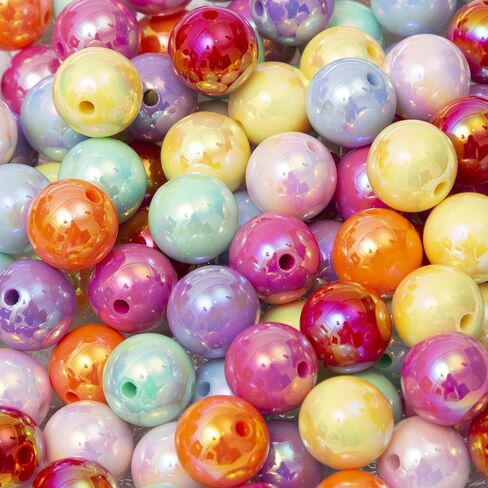 16mm Acrylic Beads Ab Color Beads 100pcs Round Color Beads Multicolor Acrylic Beads for Necklace Bracelet Earrings DIY Jewelry Crafts Making (AB Color) in Saudi Arabia