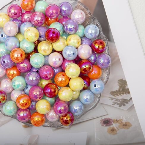 16mm Acrylic Beads Ab Color Beads 100pcs Round Color Beads Multicolor Acrylic Beads for Necklace Bracelet Earrings DIY Jewelry Crafts Making (AB Color) in Saudi Arabia