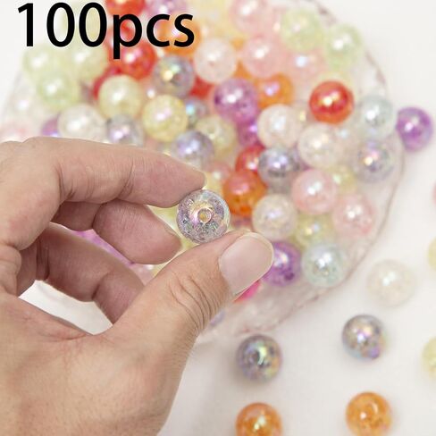 16mm Acrylic Beads Ab Color Beads 100pcs Round Color Beads Multicolor Acrylic Beads for Necklace Bracelet Earrings DIY Jewelry Crafts Making (AB Color) in Saudi Arabia