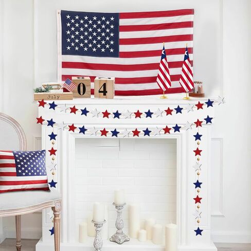 Upins 300pcs 4th of July Stars Beads Red Red White و Blue Wooden Beads Decorations for Crafts Independence Day Day Day Done Decor in Kuwait