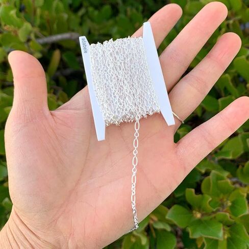 Adabele 5 Feet (60 Inch) Authentic 925 Sterling Silver Unfinished 2.7mm (0.11 Inch) Long Short Oval Link Jewelry Making Chain Bulk Nickel Free Hypoallergenic SSK-F1 in Kuwait