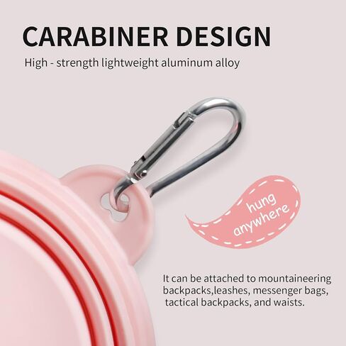Collapsible Dog Bowls 2-Pack, Portable Travel Dog Bowl with Carabiner, Food-Grade Silicone Pet Bowl for Hiking, Walking (Macaron Pink and Green) in Saudi Arabia