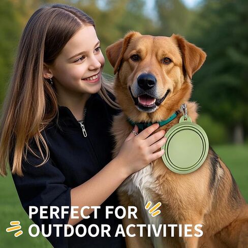 Collapsible Dog Bowls 2-Pack, Portable Travel Dog Bowl with Carabiner, Food-Grade Silicone Pet Bowl for Hiking, Walking (Macaron Pink and Green) in Saudi Arabia