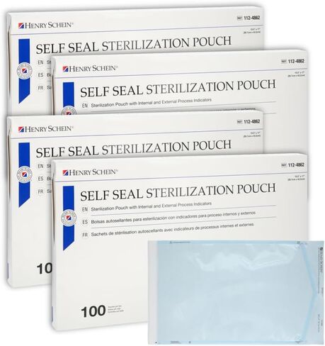Self-Sealing Sterilization Pouches, Latex-Free, Built in Color Change Guide 10.5 in x 17 in 200/Bx in Kuwait