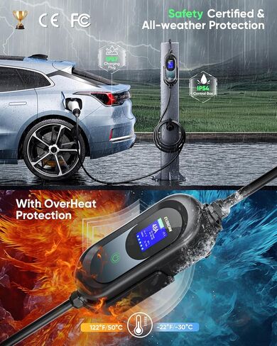 شاحن EV من المستوى 2، 32 أمبير 240 فولت Nema 14-50 شواحن EV للمنزل المستوى 2، سلك تمديد 21 قدمًا شاحن EV للمركبات الكهربائية المحمولة لـ J1772 EVs مع موصل حائط وحامل in Kuwait